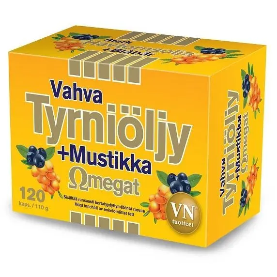 Vahva Tyrniöljy+Mustikka Omegat 120kpl, Via Naturale