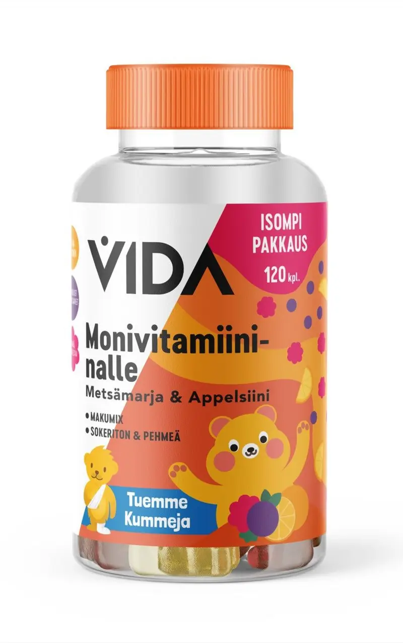 Vida Monivitamiininalle Metsämarja & Appelsiini - 120 kpl (Parasta ennen 12.12.2026)
