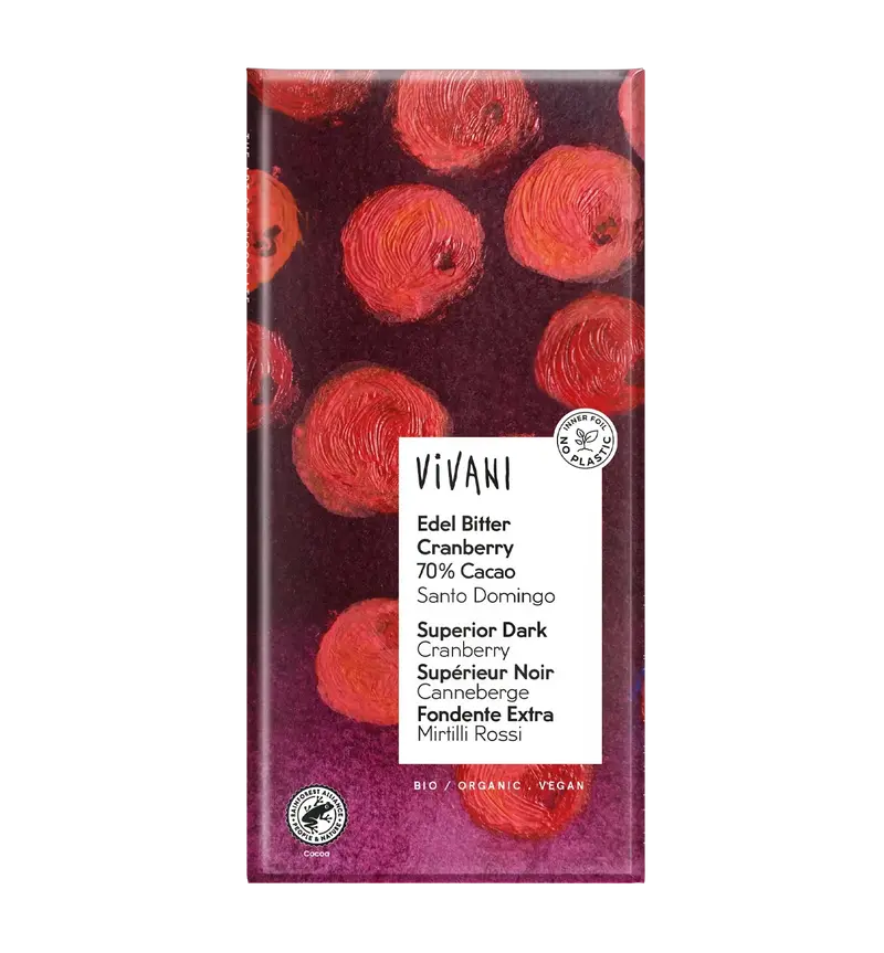 Vivani Tumma Suklaa Karpalo, 80g