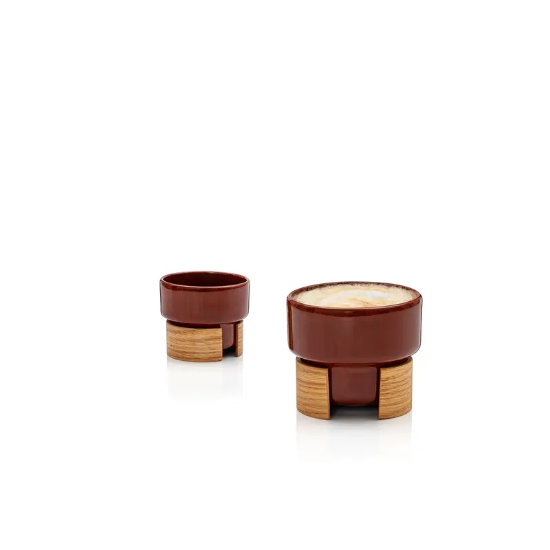 WARM Cappuccino Cup, 16 cl x 2pc, BROWN / OAK