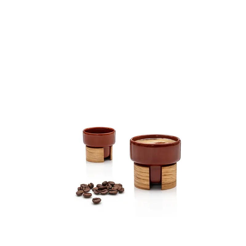 WARM espresso cup, 8 cl x2pc, BROWN / OAK