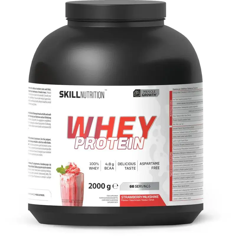 Whey Protein Powder, Strawberry Milkshake 2 kg, Skill Nutrition