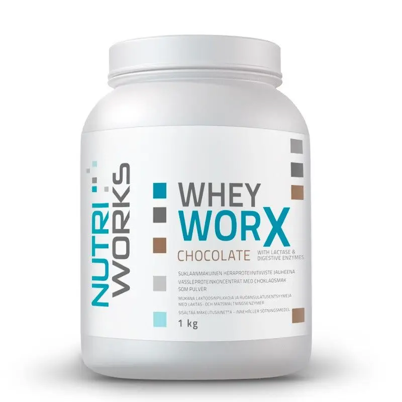 Whey Worx with enzymes 1kg, Suklaa, Nutri Works