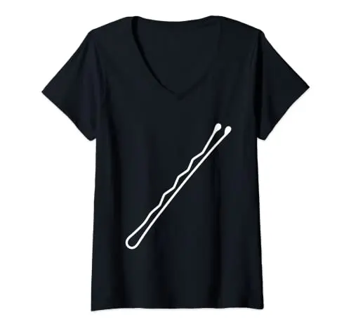 Womens Bobby Pin Hairpin Hairdresser Hairstylist Beauty Salon Team V-Neck T-Shirt