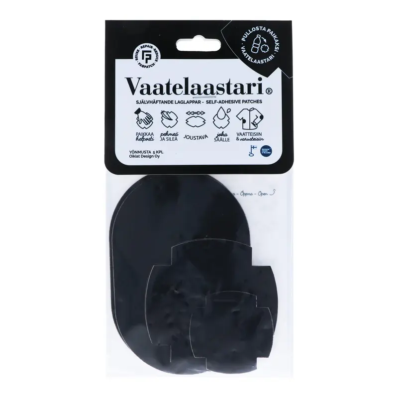 Yönmusta-vaatelaastari, 5 kpl/pkt