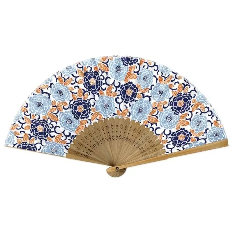 Yuzen Botan sininen japanilainen tuuletin